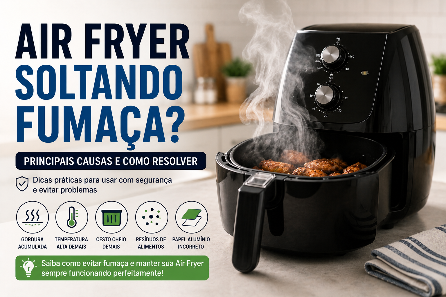 Air Fryer Soltando Fumaça